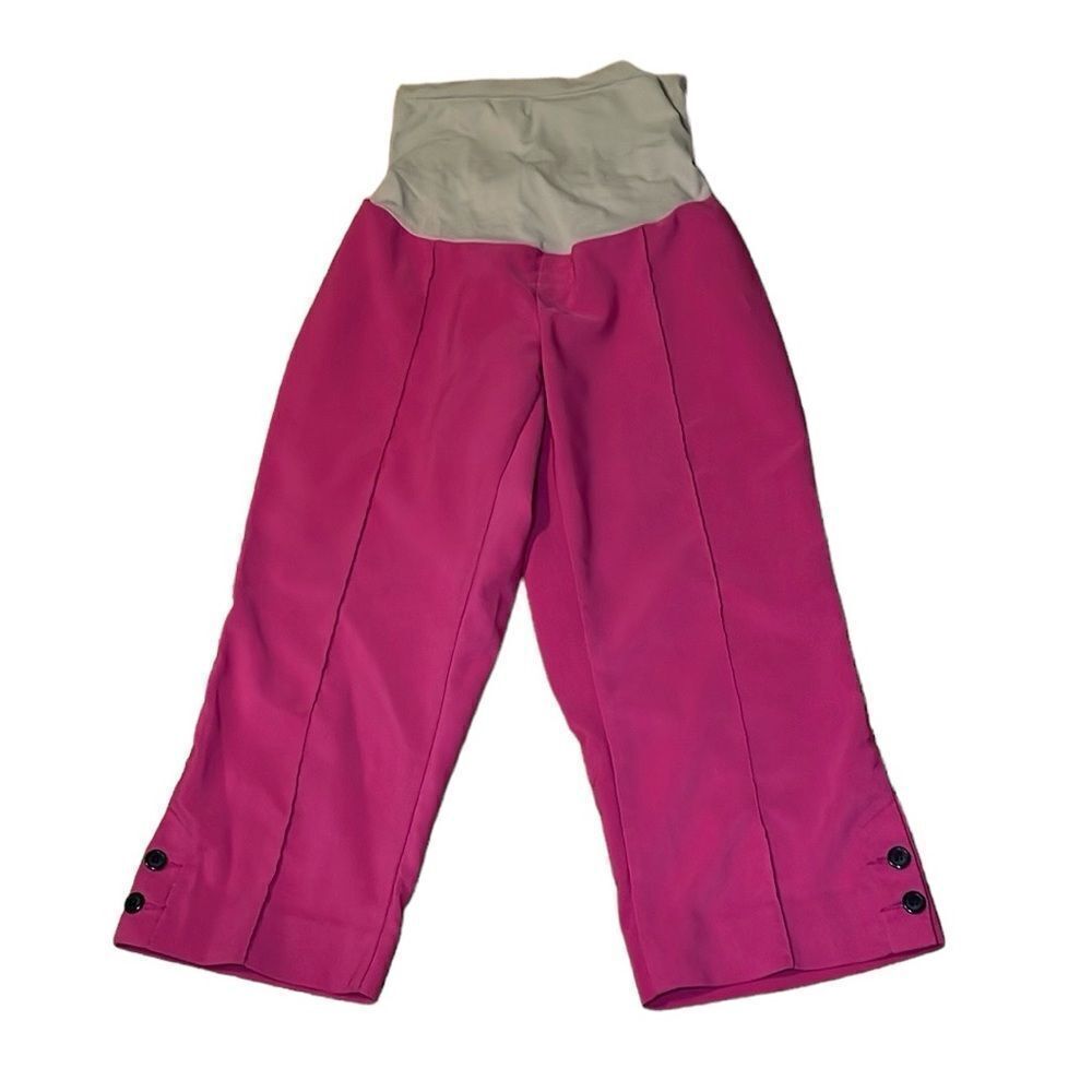 Vintage Hot pink Maternity Capri pants, stretchy capris, Large